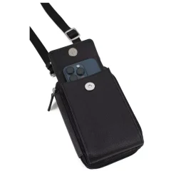 Pochette téléphone avec portefeuille Stop RFID Cuir CONFORT Noir