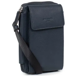 Pochette téléphone avec portefeuille Stop RFID Cuir CONFORT Marine