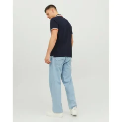 Polo Slim Fit Polo Manches courtes Bleu Marine en coton Drew
