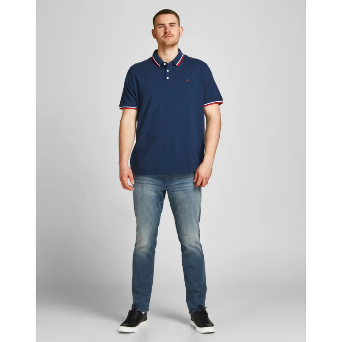 Polo Standard Fit Polo Manches courtes Bleu Marine en coton Ivan