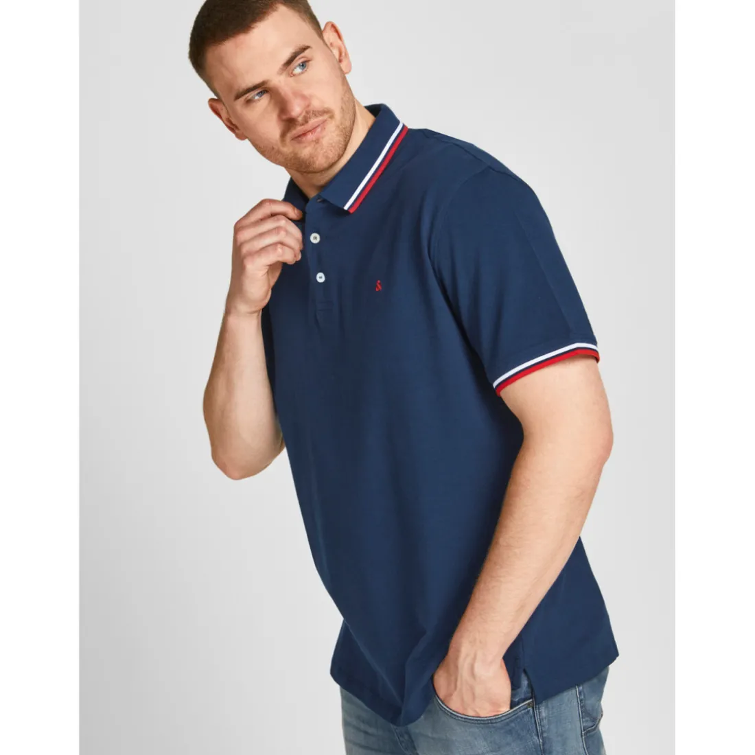 Polo Standard Fit Polo Manches courtes Bleu Marine en coton Ivan