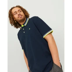 Polo Standard Fit Polo Manches courtes Bleu Marine en coton Beau