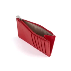 Porte-cartes CONFORT Fraise en cuir Gaia rouge