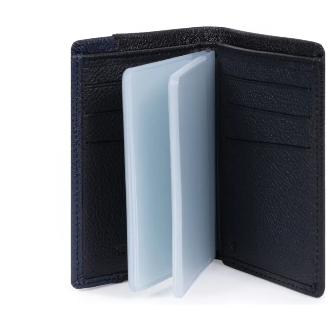 Porte-cartes Stop RFID Cuir DUO Noir/Marine