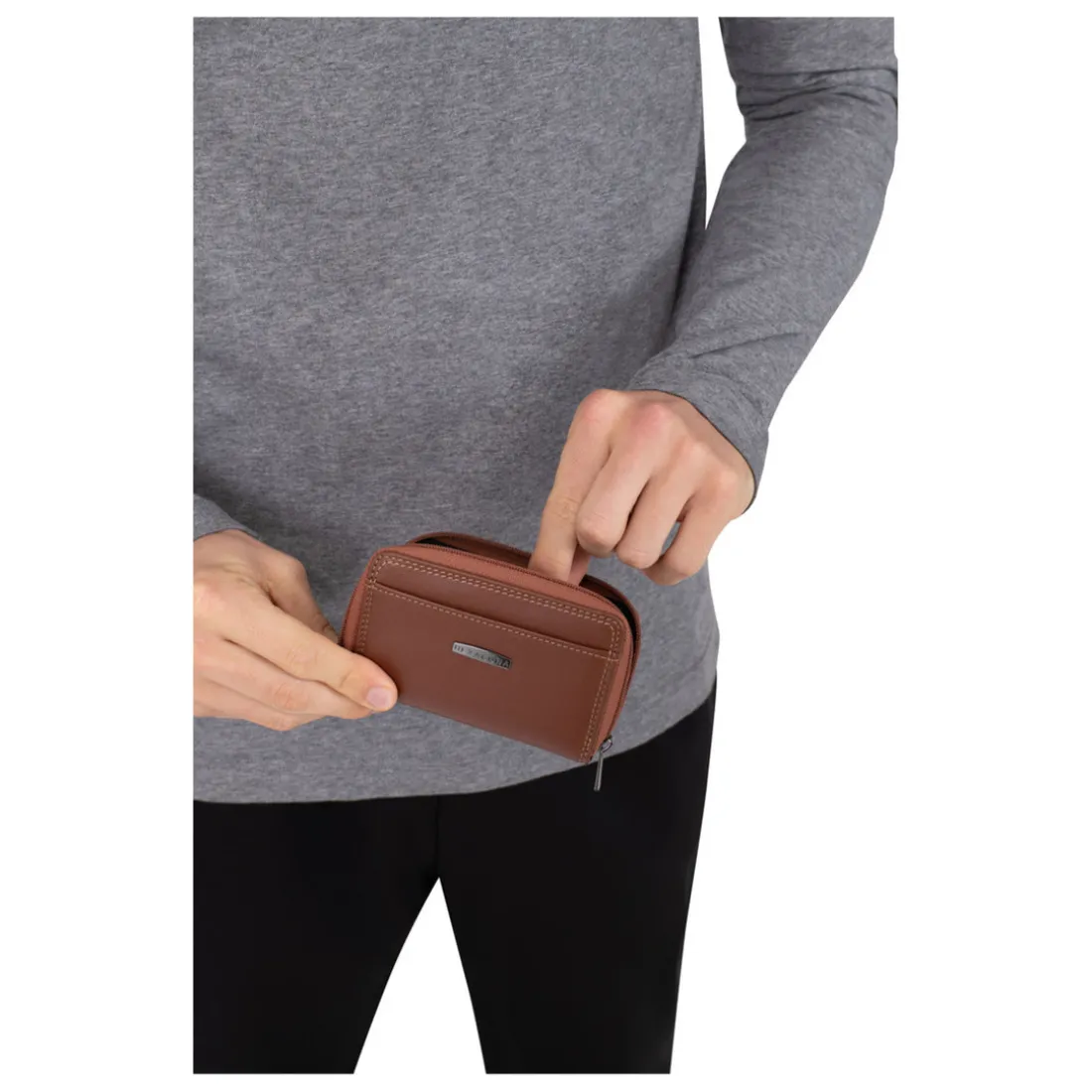 Porte-cartes Stop RFID Cuir SENSATION Marron foncé Tony