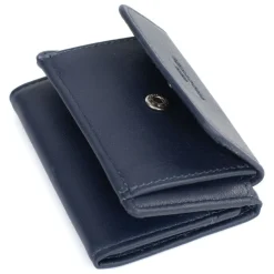 Porte-cartes Stop RFID SOFT Marine en cuir Maia