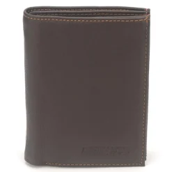 Portefeuille en cuir de vachette foulonne châtaigne