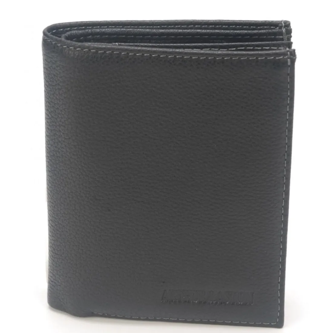 Portefeuille en cuir de vachette foulonne noir
