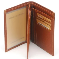 Portefeuille en cuir de vachette foulonne cognac
