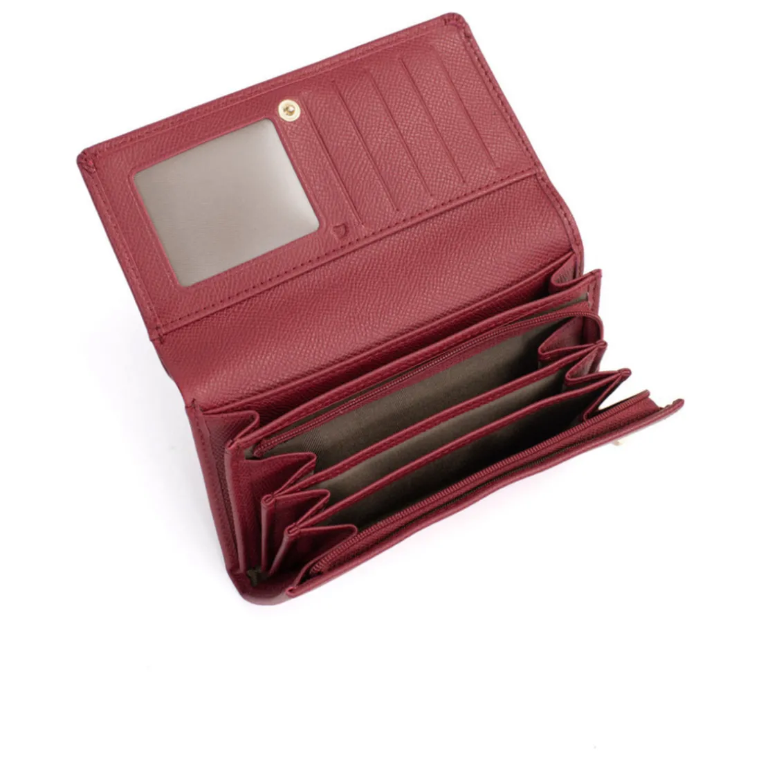 Portefeuille long Stop RFID AUDE Carmin Iris en cuir