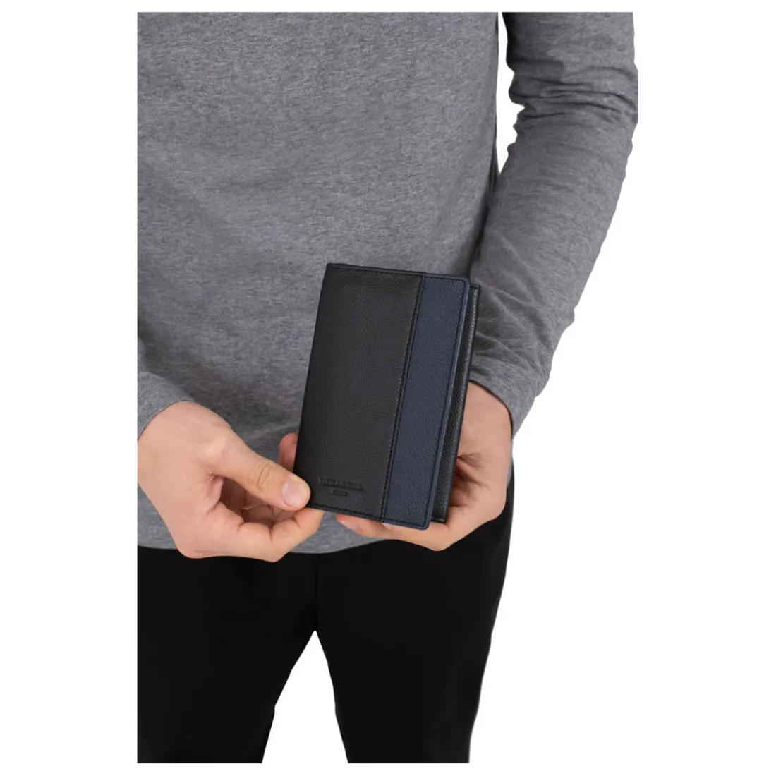 Porte-papiers Stop RFID Cuir DUO Noir/Taupe