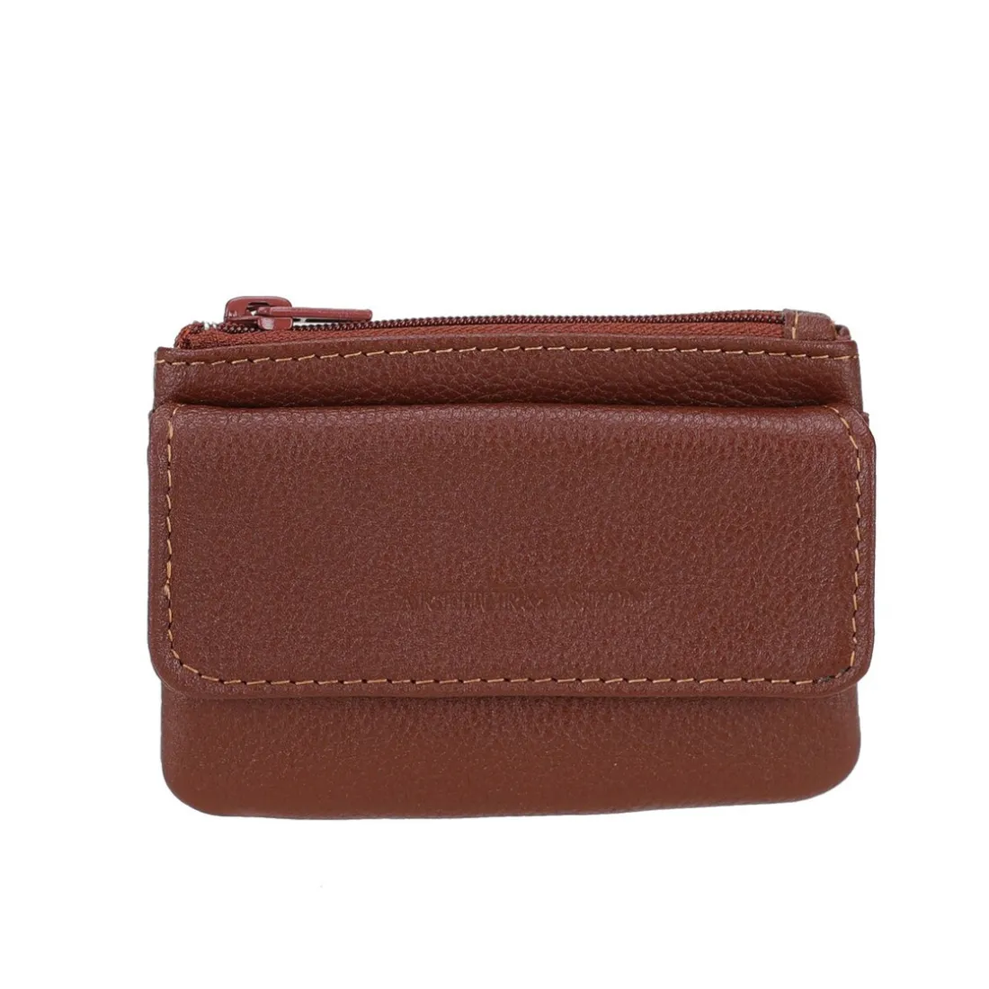 Portes-monnaie zippe en cuir cognac