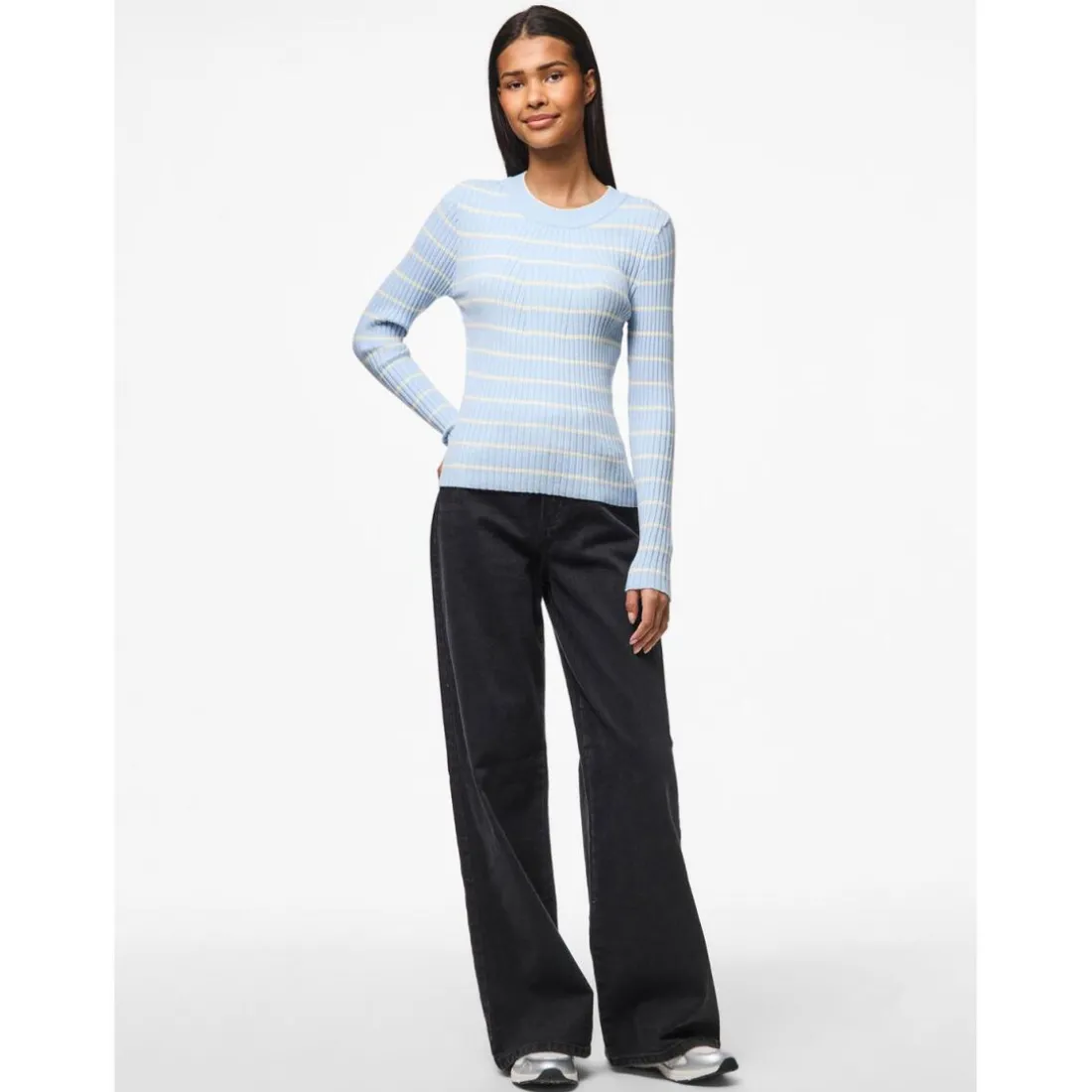 Pull à maille en viscose Crista bleu ciel Fleur