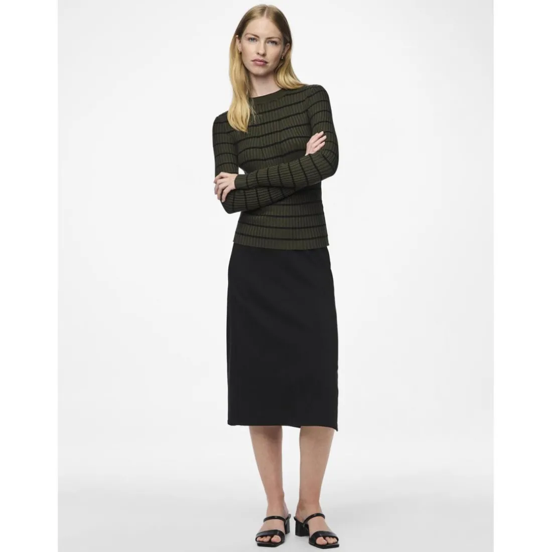 Pull à maille en viscose Crista rayures vert Daisy