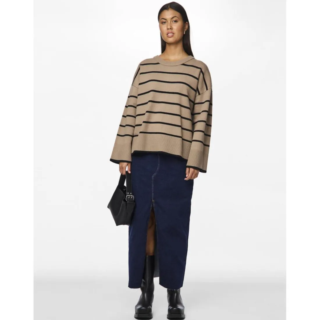 Pull à maille en viscose Mathilde rayures gris Ria