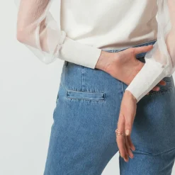 Pull avec manches transparentes Albane en viscose blanc