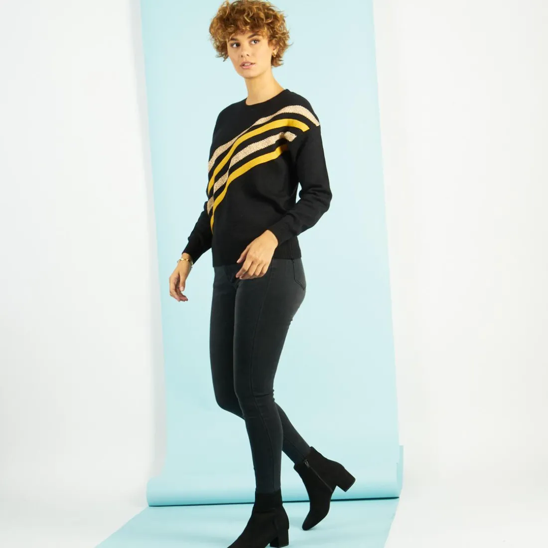Pull bandes lurex Charly en viscose