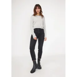 Pull boxy col rond femme ZIA en cachemire gris perle