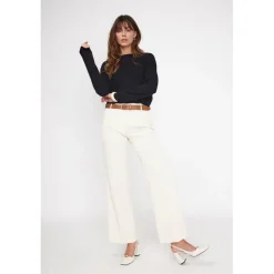 Pull boxy col rond femme ZIA en cachemire noir