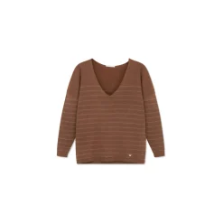 Pull chocolat à rayures marron