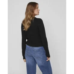 Pull col en v épaules tombantes noir