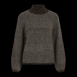 Pull col haut marron foncé