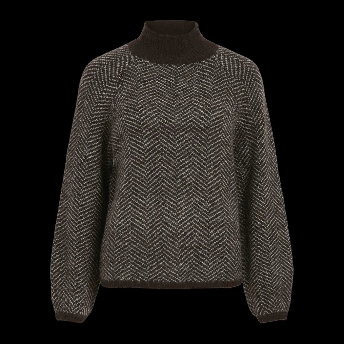 Pull col haut marron foncé