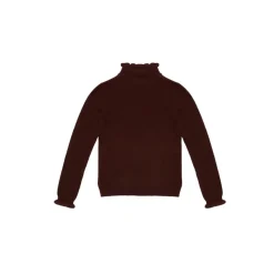 Pull col montant et poignets vagues SIMONE en cachemire chocolat