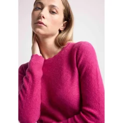 Pull col montant et poignets vagues LOU en cachemire grenade rouge