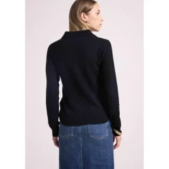 Pull col polo AURORE en cachemire noir