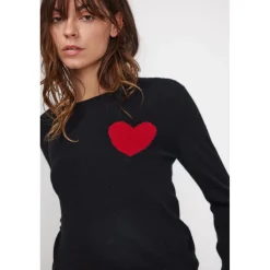 Pull col rond love heritage femme ZAPHIRA en cachemire noir