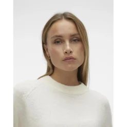 Pull col rond manches longues blanc Louise