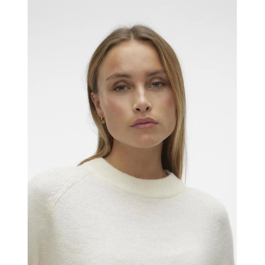 Pull col rond manches longues blanc Louise