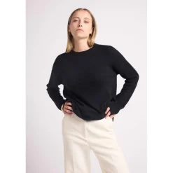 Pull col rond oversize ROMY en cachemire noir