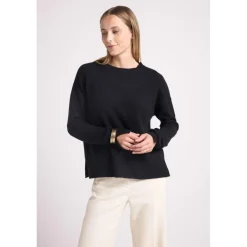 Pull col rond oversize ROMY en cachemire noir