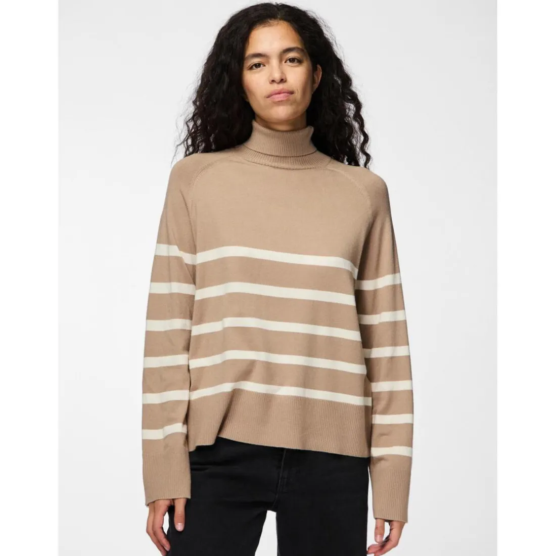 Pull col roulé en viscose Sia marron