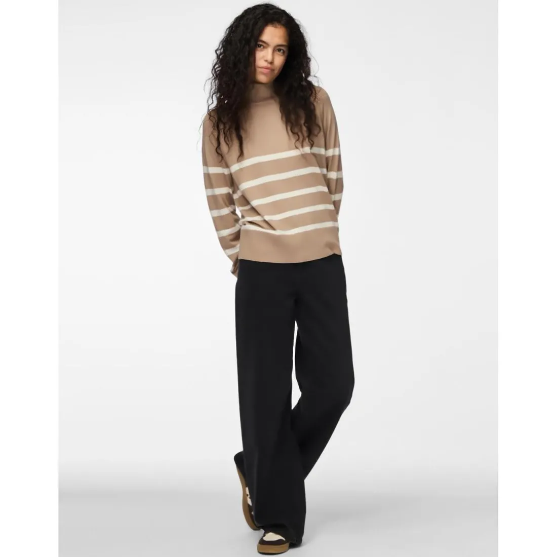 Pull col roulé en viscose Sia marron
