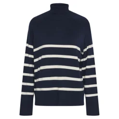 Pull col roulé en viscose Sia bleu