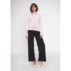 Pull col roule femme ZOE en cachemire rose perle