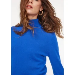 Pull col roule femme ZOE en cachemire bleu flashy