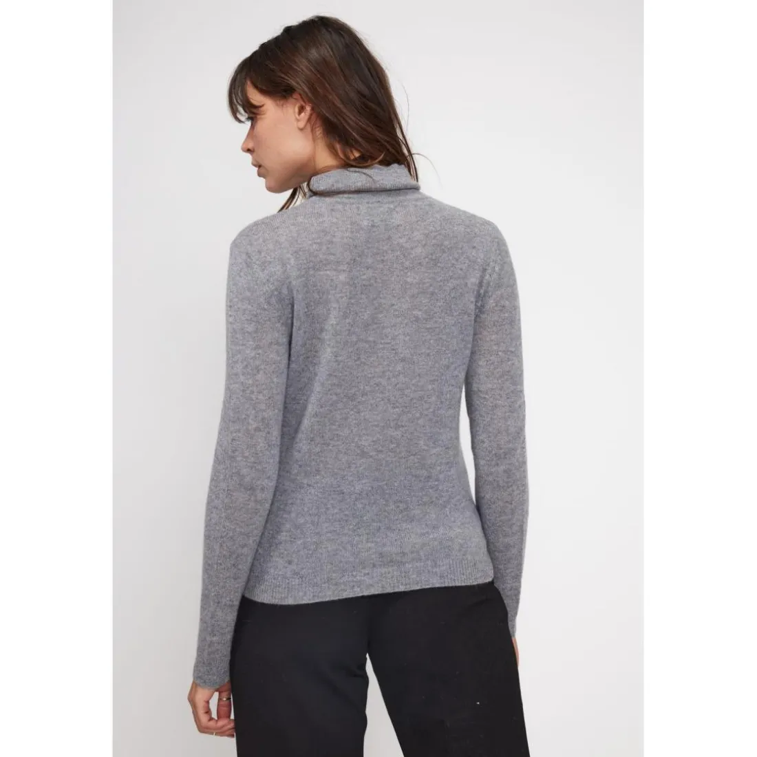 Pull col roule femme ZOE en cachemire gris fonce