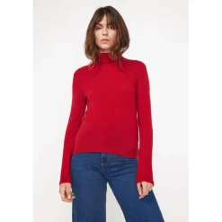 Pull col roule femme ZOE en cachemire rouge