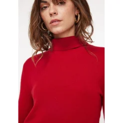 Pull col roule femme ZOE en cachemire rouge