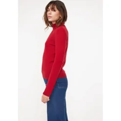 Pull col roule femme ZOE en cachemire rouge