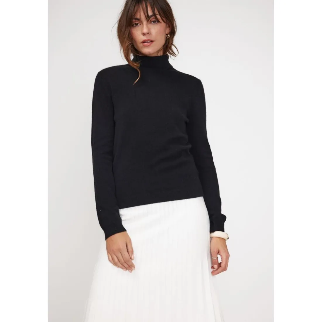 Pull col roule femme ZOE en cachemire noir