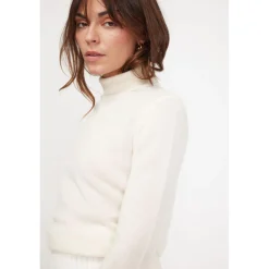 Pull col roule femme ZOE en cachemire ecru