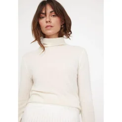 Pull col roule femme ZOE en cachemire ecru