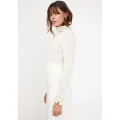 Pull col roule femme ZOE en cachemire ecru