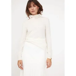 Pull col roule femme ZOE en cachemire ecru