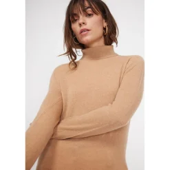 Pull col roule femme ZOE en cachemire beige